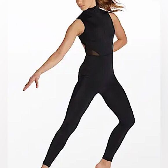 WEISSMAN Dance costume jumpsuit black Zip Front Sleeveless Unitard NT12535 LC - Picture 1 of 12